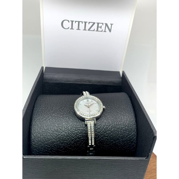 Citizen Women's Watch EM0860-51D Eco Drive Mother of Pearl Dial Silver Steel - Picture 3 of 14